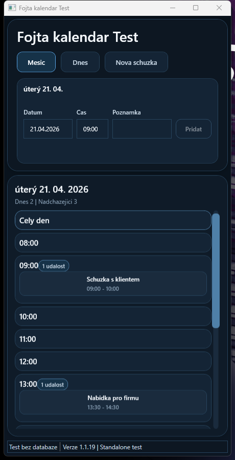 Fojta kalendář - kompaktní denní pohled